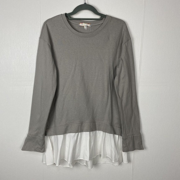 Anthropologie Tops - Anthropologie Eri + Ali NWT Taupe Long Sleeve Cotton Blouse Size Small.